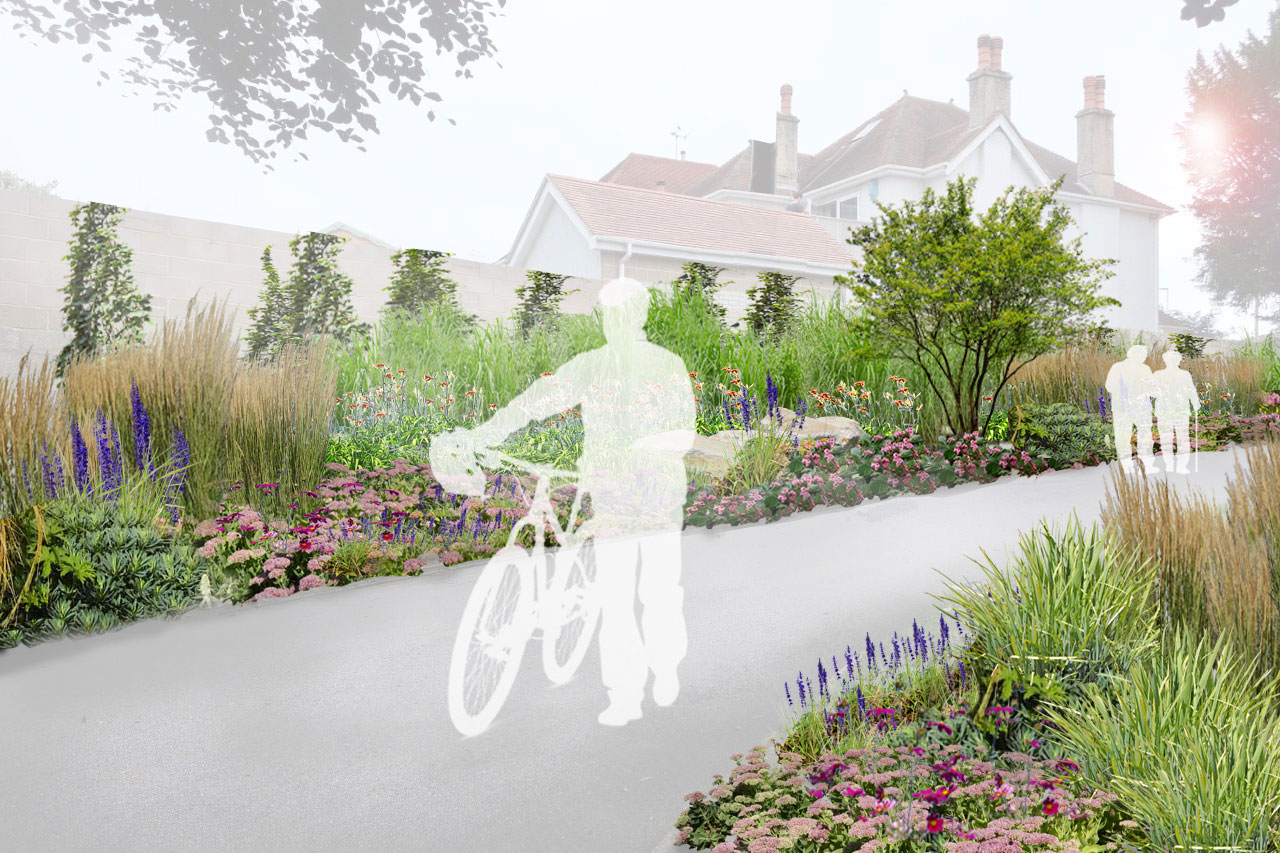 Proposed planting at the entrance from Alexandra Road west