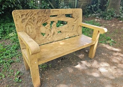 Tom Harvey bench at Woodland Walk, July 2025