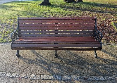 The four benches around the fountain have been refurbished